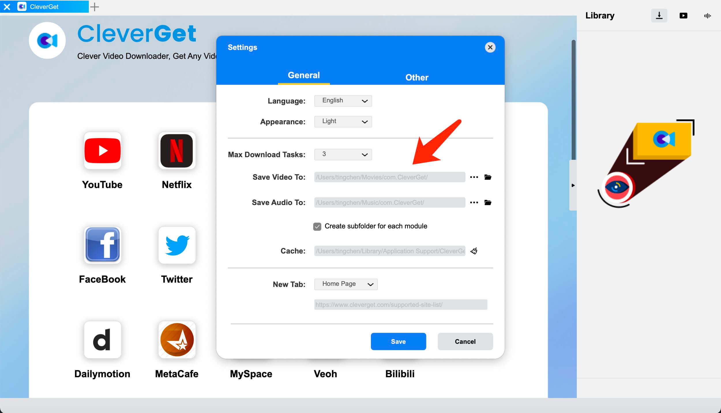  YouTube-movie-downloader-CleverGet-set-output-directory  